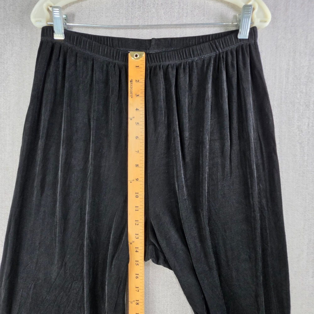 Slinky Brand Wide Leg Pants Women P1X Black Ribbed Elastic Waist Made in USA - Picture 6 of 16